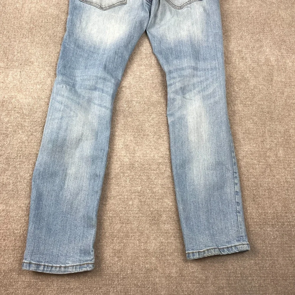 Ring Of Fire Slim Jeans Mens 31x30 Blue Denim Cotton Stretch Distressed Low Rise